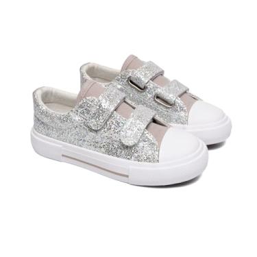 Imagem de EMMA NEW YORK Tênis infantil de lona para meninos e meninas, Prata, 18