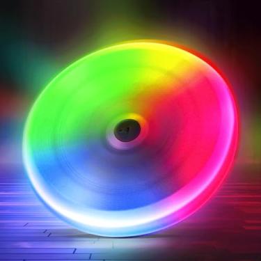 Imagem de MHM Rainbow LED Flying Disc - LED Frisbee - Iluminação brilhante, modos inteligentes, iluminação automática, recarregável, (arco-íris)