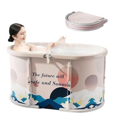 Imagem de Genrenyen Banheira de gelo sem instalação Banheira oval portátil de 99 cm para box de chuveiro, banheira dobrável de mergulho quente a frio para adultos, banheiras grandes dobráveis em casa, ao ar
