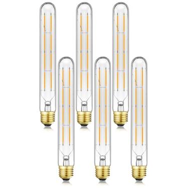 Imagem de LVYE Lâmpadas tubulares T10, lâmpadas LED reguláveis E26, lâmpada LED Edison de 8 W, equivalente a 75 watts, branco macio 3000K, lâmpada de tubo longo de 22 cm, pacote com 6.