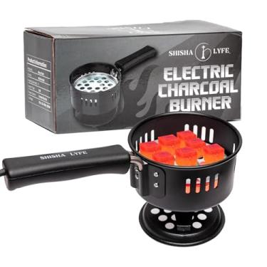Imagem de Queimador de carvão elétrico portátil - aquecimento rápido de 500 W | placa quente de aço inoxidável | Fogão de iniciação a carvão multiuso para churrasqueira de acampamento interno/externo | Proteção