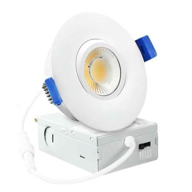 Imagem de Luzes embutidas de LED cardan de 7,6 cm, luzes embutidas à prova d'água para chuveiro com caixa de junção de 10 W, luzes LED de teto embutidas, reguláveis, selecionáveis 3000K-5000K, classificação IC