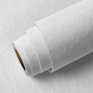 Imagem de Stickyart Papel de parede branco de feltro de 61 cm x 406 cm, tecido texturizado, papel de parede de veludo, removível, feltro, cor sólida, papel de parede branco, autoadesivo, de veludo, para forro