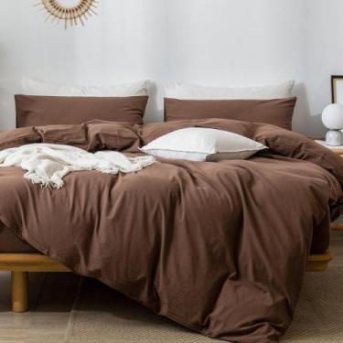 Imagem de Conjunto de capa de edredom MooMee Bedding 100% algodão lavado e linho