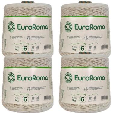 Imagem de Kit 4 Barbantes Cru 1 Kilo Espessura Fio 6 Cada cone com 1000 Metros c