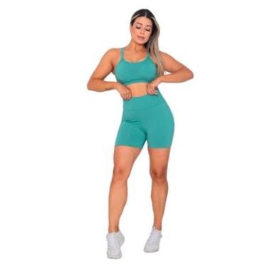 Imagem de Conjunto Fitness Academia Top Alcinha com Bojo e Short Cor:;Tamanho:Unico-Feminino