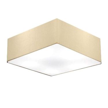 Imagem de Plafon Quadrado Vivare Md-3052 Cúpula Em Tecido 15/60x60cm - Bivolt Algodão-crú 127/220v