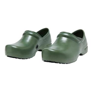 Imagem de Anywear Tamancos De Enfermagem Guardian Angel Slip-On Para Mulheres E Homens - Sapatos Trabalho Leves, Resistentes À Água Antiderrapantes Com Amortecimento Eva Excepcional, Verde-Oliva/Preto, 7 Mulh