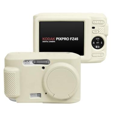 Imagem de Easy Hood Capa para Kodak PIXPRO FZ45, capa de câmera de silicone macio com capa de lente removível, capa protetora leve, ajuste personalizado para câmera FZ45 (bege)