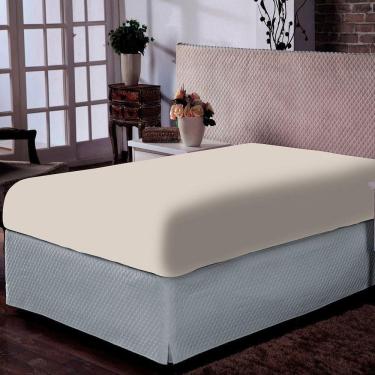 Imagem de Lençol Portallar King Com Elástico Malha 100% Algodão Premiun Classic Off White