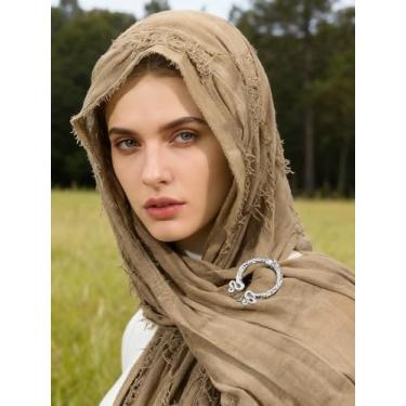 Imagem de Surakey Xale cachecol xaile capucho fantasia medieval fantasia duna com capuz xale cachecol broche clipe de papel meia capa roupa (café)