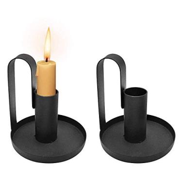 Imagem de Castiçal de ferro forjado castiçal preto castiçal castiçal para casamento, jantar, decoração de festa suporte de velas