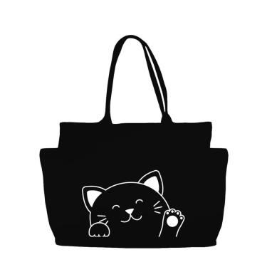 Imagem de Ecobag grande big GG algodão ecológico sustentável bolsa cru ou preto ecobags escola necessaire presente natal amigo ocu