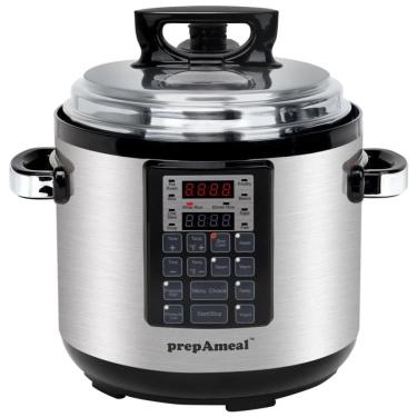 Imagem de Panela de Pressão Elétrica 6L com 8 Predefinições e Aço inoxidável, 110V 1000W, PREPAMEAL, Cinza