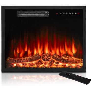 Imagem de Lareira Elétrica de Embutir A44x58L cm com 5 Níveis de Brilho, 4 Opções de Cores, Temporizador, Controle Remoto e Digital, 110V 1500W
