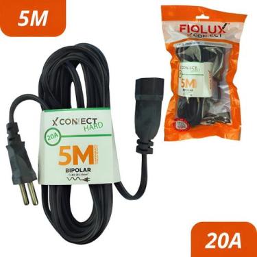 Imagem de Extensão 5 Metros Reforçada Fiolux 20a 2pinos Bivolt Preto