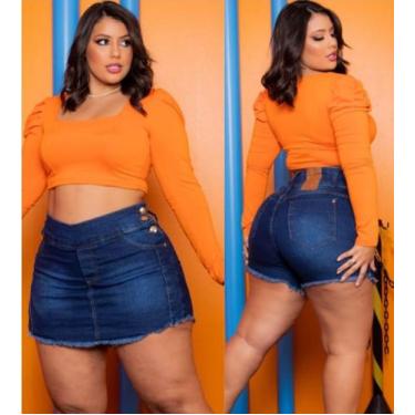 Imagem de Short Saia PLus Size - Nanda Fashion Boutique, Azul escuro, 50