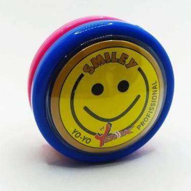Imagem de Kit Com 3 Yoyo York Profissional Smiley Eixo Fixo Ioio,yo-yo, Azul/Ros