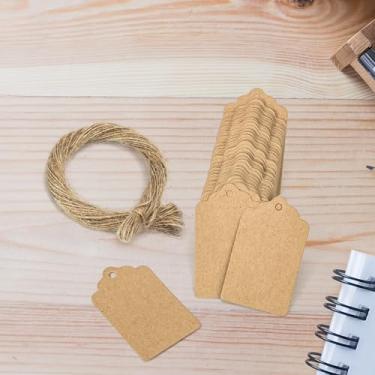 Imagem de 100 etiquetas de presente de papel kraft com cordão, em branco para sacolas de presente e etiquetas de preço (marrom)