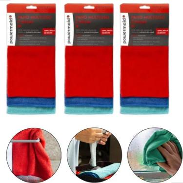 Imagem de Kit 9 Panos Flanela De Microfibra Multiuso Não Solta Pelo Powermaid