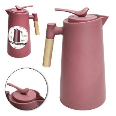 Imagem de Garrafa Termica Com Ampola De Vidro Gatilho Passaro Rose 1L
