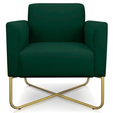Imagem de Poltrona Isabella Base X Suede Verde dourado