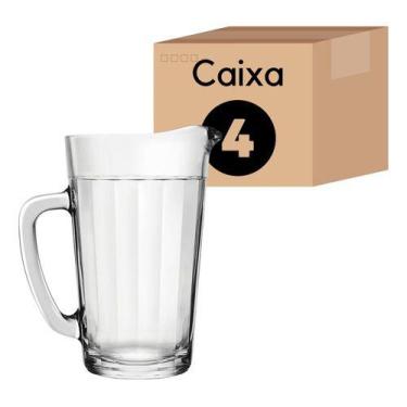 Imagem de kit 4 Jarra De Suco Vidro Estilo Copo Americano 750ml C/alça Nadir - N