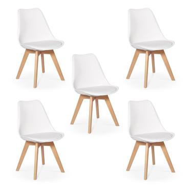 Imagem de Conjunto 05 Cadeiras Eames Wood Leda Design - Branca