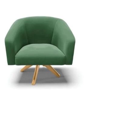 Imagem de Poltrona Decorativa Stella Em Suede Com Base Em Madeira