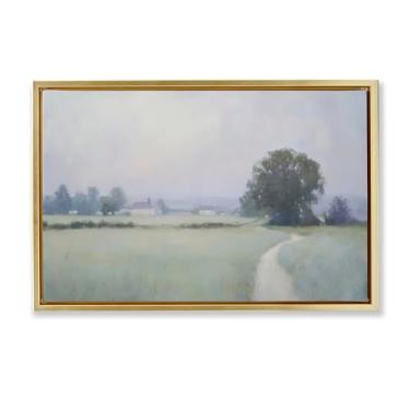Imagem de Stupell Industries Long Driveway Bluish Landscape Brown Framed Floater Canvas Wall Art, design by Petal Prints Design, 17 x 25