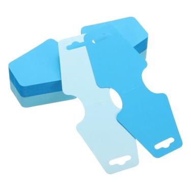 Imagem de PATIKIL Cartões de exibição de colar e pulseira, 100 peças, porta-cartões em branco, embalagem de joias para pendurar colares, gargantilhas, brincos, acessórios de faixa de cabelo (azul claro/azul, 12