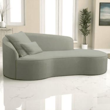 Imagem de Divã Recamier Sofá Curvo Sala De Tv E Estar Recepção Inglaterra 150cm Lado Direito Bouclé Verde Oliva- Mabe Magazine