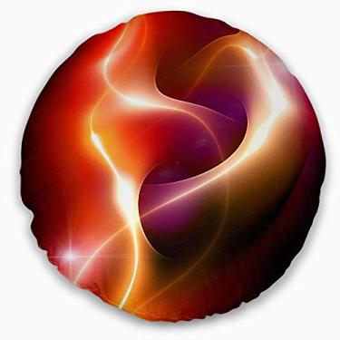 Imagem de Design fractal vermelho quente Designart sala de estar redonda, sofá, almofada de alta qualidade + capa de almofada impressa em ambos os lados 50 cm