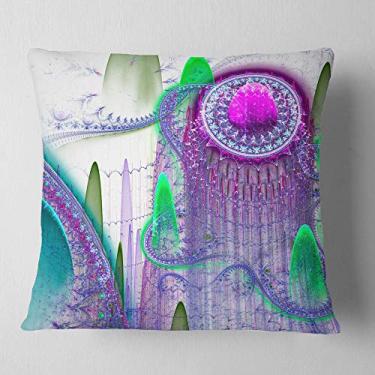 Imagem de Design roxo Fractal Infinite World Sala de estar, sofá, almofada de alta qualidade + capa de almofada impressa em ambos os lados 66 x 66 cm