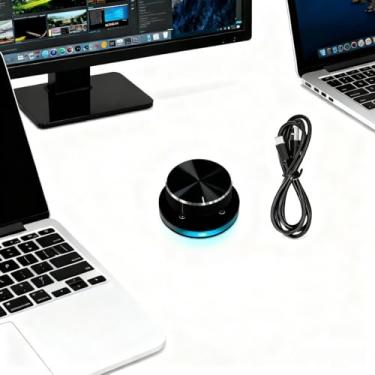 Imagem de Botão de Controle de Volume USB PC, Luzes RGB Tipo C Controlador de Mídia de Mídia de 360 ​​graus Giratória para Android Desktop PC Laptop Tablet Telefone Celular Ajuste