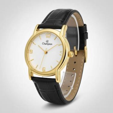 Imagem de Relogio feminino dourado pulseira de couro 32mm Champion CN24575B-Feminino