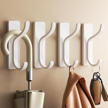 Imagem de niffgaff Ganchos de parede para casaco e toalha: gancho adesivo de porta de 5,8 kg, gancho adesivo para parede, armário, banheiro - branco, pacote com 4