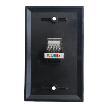 Imagem de 1 porta Tooless Cat5e Ethernet Punch Down Wall Plate Wire to Female - Cat 5e RJ45 Keystone Jack Cover Plate para cabo de rede CAT6/CAT5 - Preto brilhante