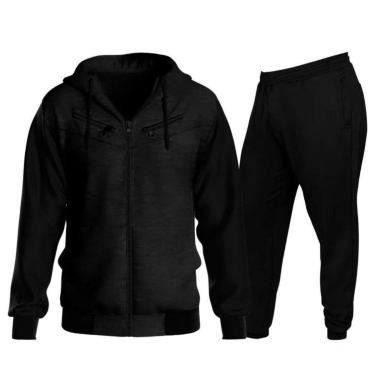 Imagem de Conjunto Moletom Feminino Masculino Jaqueta Calça Capuz Zíper-Masculino