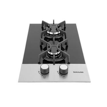 Imagem de Cooktop Suggar 2 Bocas Ferro Fundido Preto com Inox a Gás Bivolt PRETO / Bivolt
