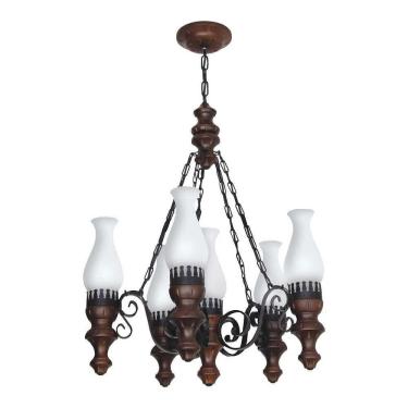 Imagem de Lustre Rústico Envelhecido 6 Lâmpadas 806E - Luminárias Müller