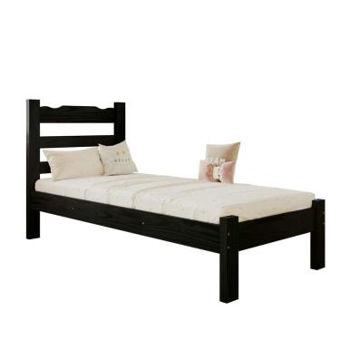 Imagem de Cama Solteiro Nemargi Madeira Macia Reforçada Cor Preto