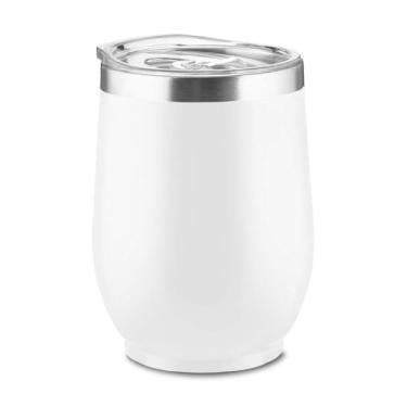 Imagem de Copo Térmico 350ml Aço Inox Parede Dupla com Tampa de Vedação e Pintura Fosca | Conserva 2h Quente/Frio | Leve, Antivazamento, Design Moderno | Ideal para Café, Chá e Água (Branco)