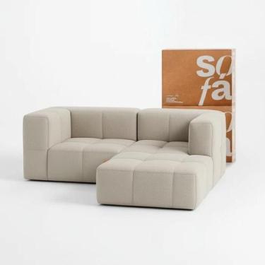 Imagem de Sofá na Caixa modular 2 lugares em Boucle - 2 Braços - 1 Chaise, Linho