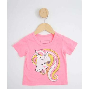 Imagem de Camiseta Infantil Manga Curta Unicórnio Marisa Tam 1 a-44735, Rosa, 1