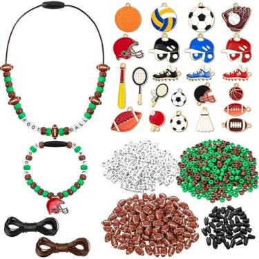 Imagem de Kit de chaveiro de contas faça você mesmo para fazer joias artesanais, acessórios de mochila para lembrancinhas de festa (futebol)