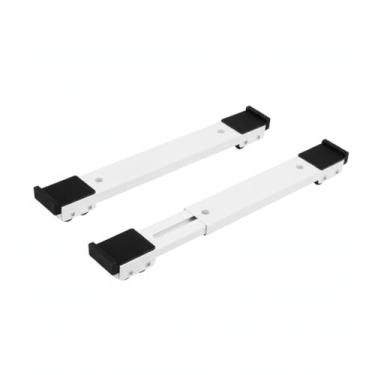 Imagem de Suporte com Rodinhas Ajustável para Geladeira Fogão Máquina de Lavar Móveis Pesados até 200kgs Estrutura Reforçada Portátil Deslizante com Trava Silencioso Durável Facilita Limpeza (BRANCO)