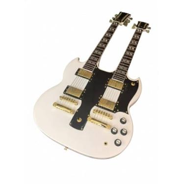 Imagem de Double Neck Electric Guitar 12 String & 6 - Solid Mahogany Body & Rosewood Fretboard Dual Humbucker Pickups(White)