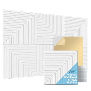 Imagem de Art3d Pacote com 6 painéis de parede acústicos autoadesivos para decoração de casa, painéis à prova de som de 61 x 61 cm para escritório, estúdio, quarto, fibra de poliéster de alta absorção de ruído