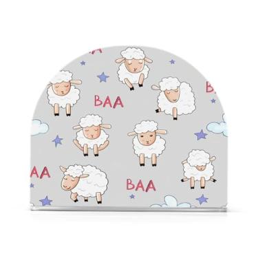 Imagem de JUZIHAI Porta-guardanapos de ovelha bonito para mesa dispensador de guardanapo de acrílico para mesa suporte de lenços independente para cozinha sala de jantar bar festa decoração de casa